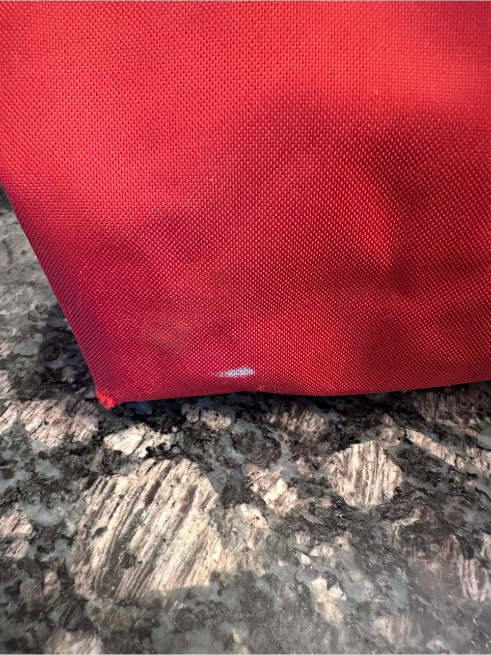 Longchamp Red Le Pliage L Nylon Tote with Brown Leather Trim - Picture 8 of 12